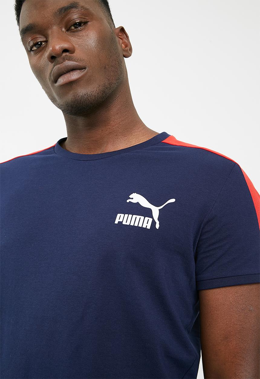 PUMA - Classics T7 slim tee - navy & red 