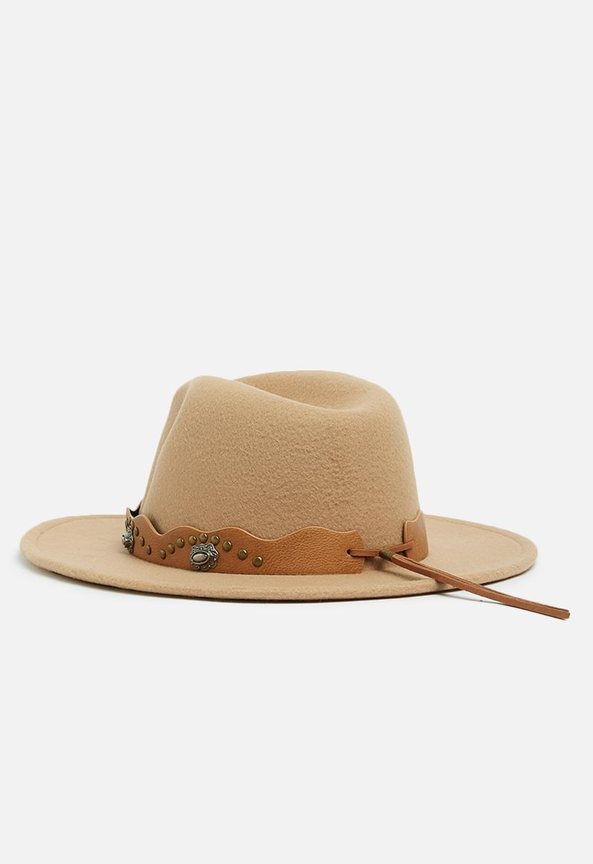 Missguided - Western fedora hat - tan 