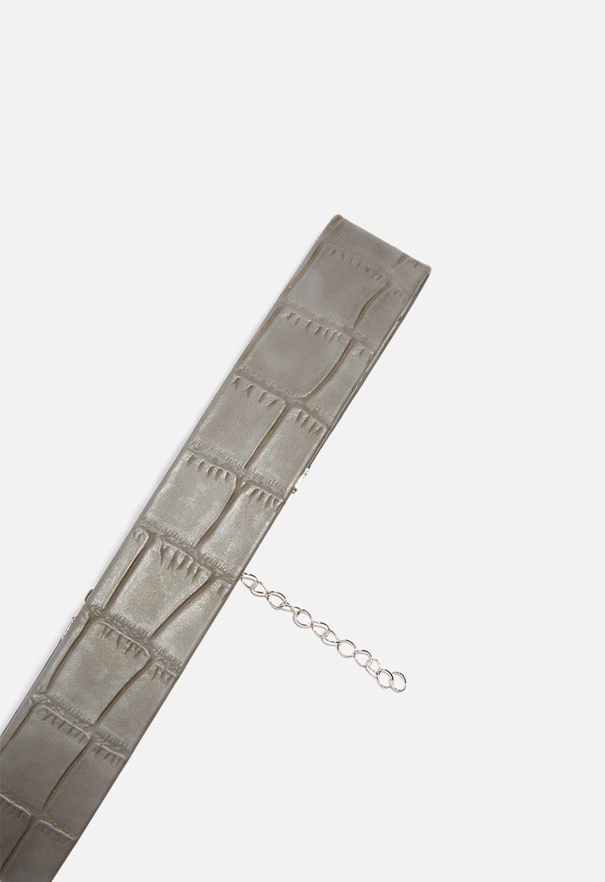 Missguided - Snake print  choker necklace - grey 