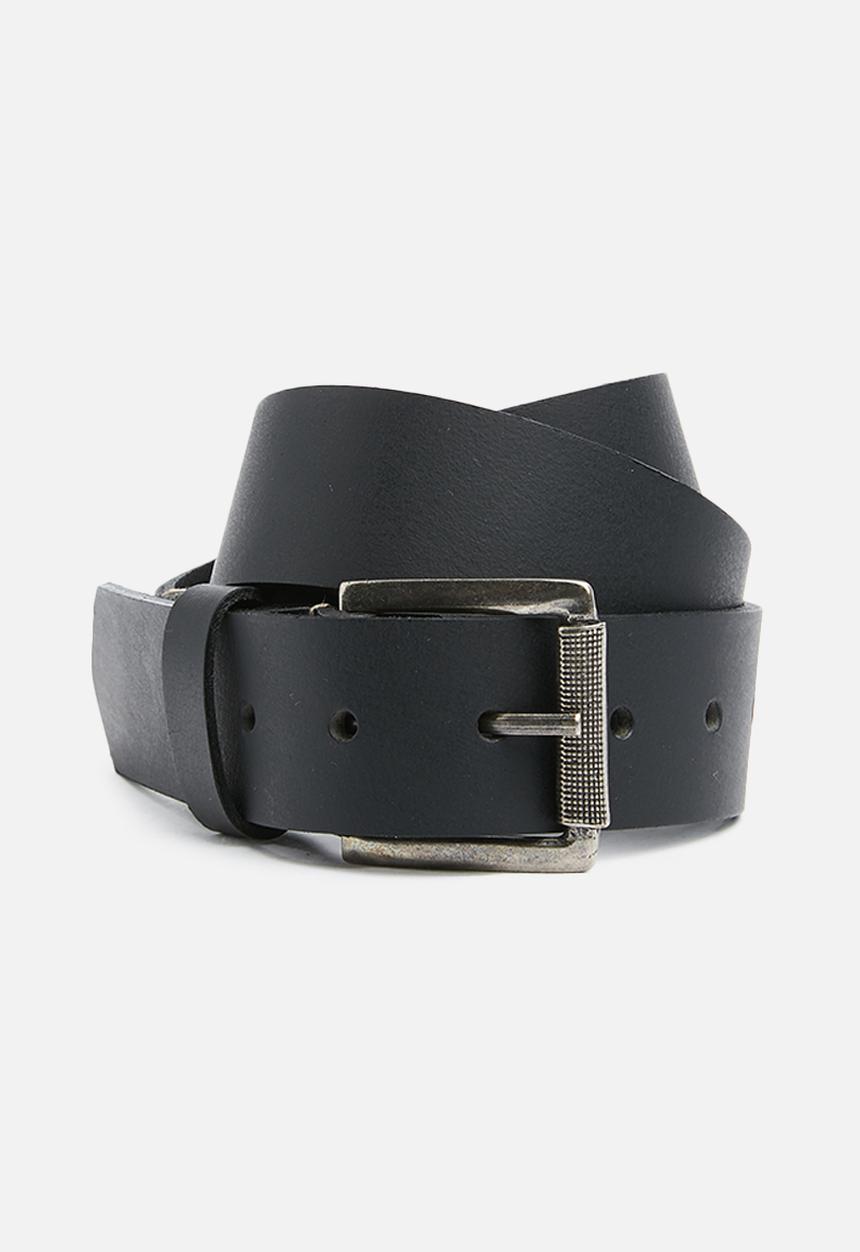 Superbalist - Vernon leather belt with contrast stitch - black