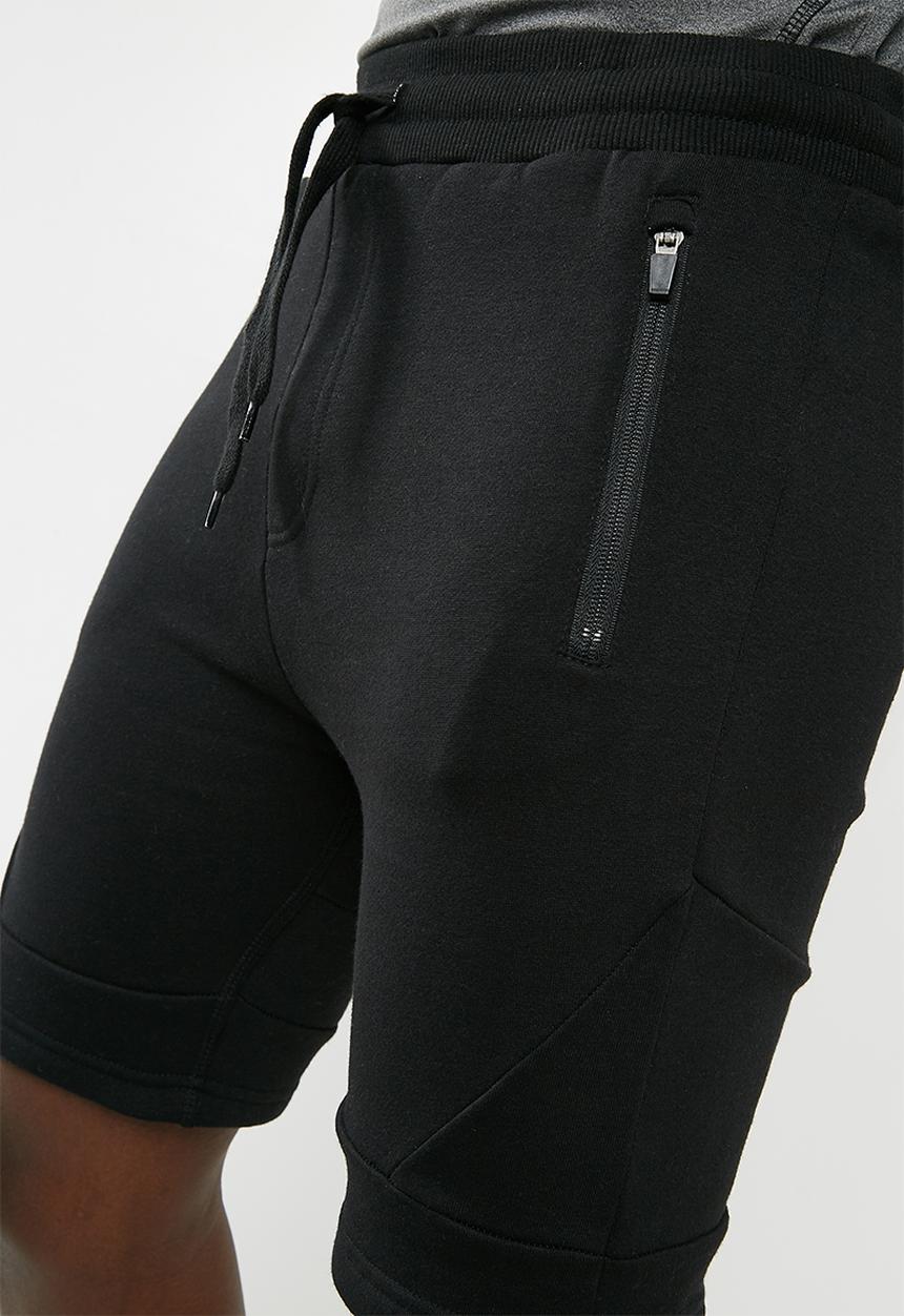 basicthread - Panel gym sweat shorts - black 