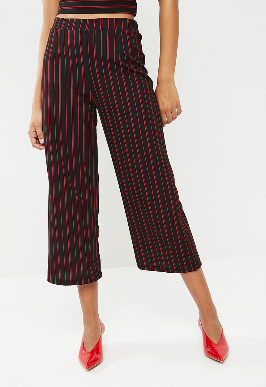 Superbalist - Wide leg knit culotte - black & red 