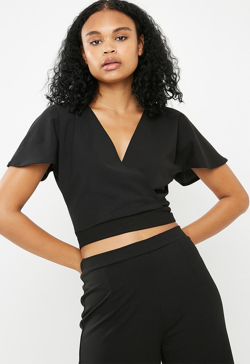 Superbalist - Knit wrap top - black 