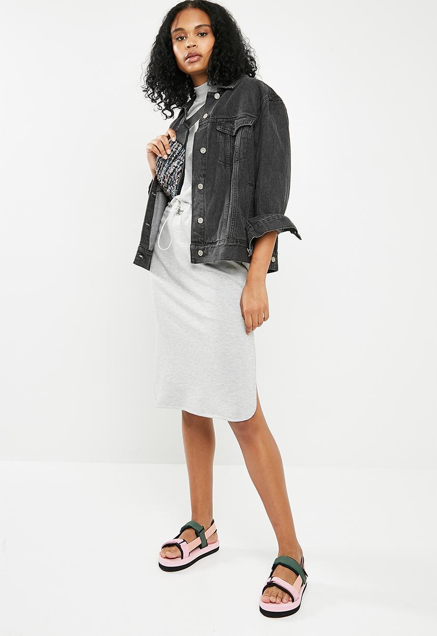 Superbalist - Turtle neck drawstring midi dress - grey
