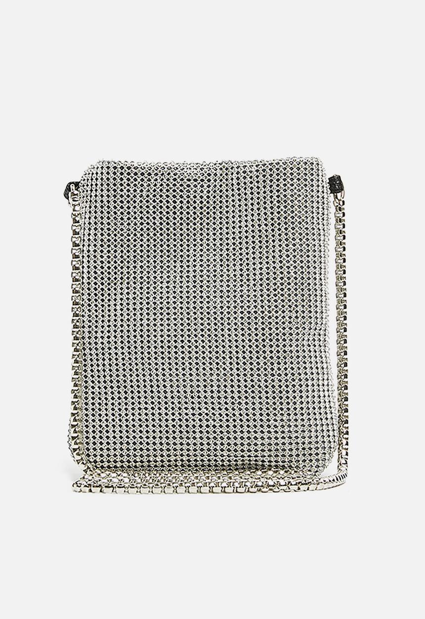 Missguided - Diamante glitter chainmail cross body bag - silver 