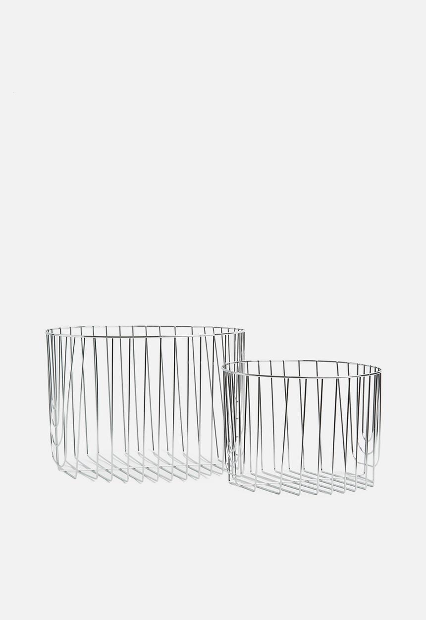 Present Time - Lines basket set - chrome