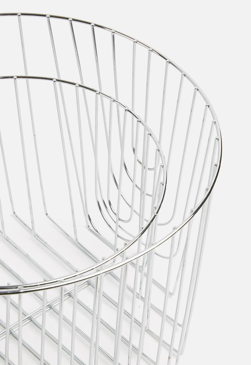 Present Time - Lines basket set - chrome