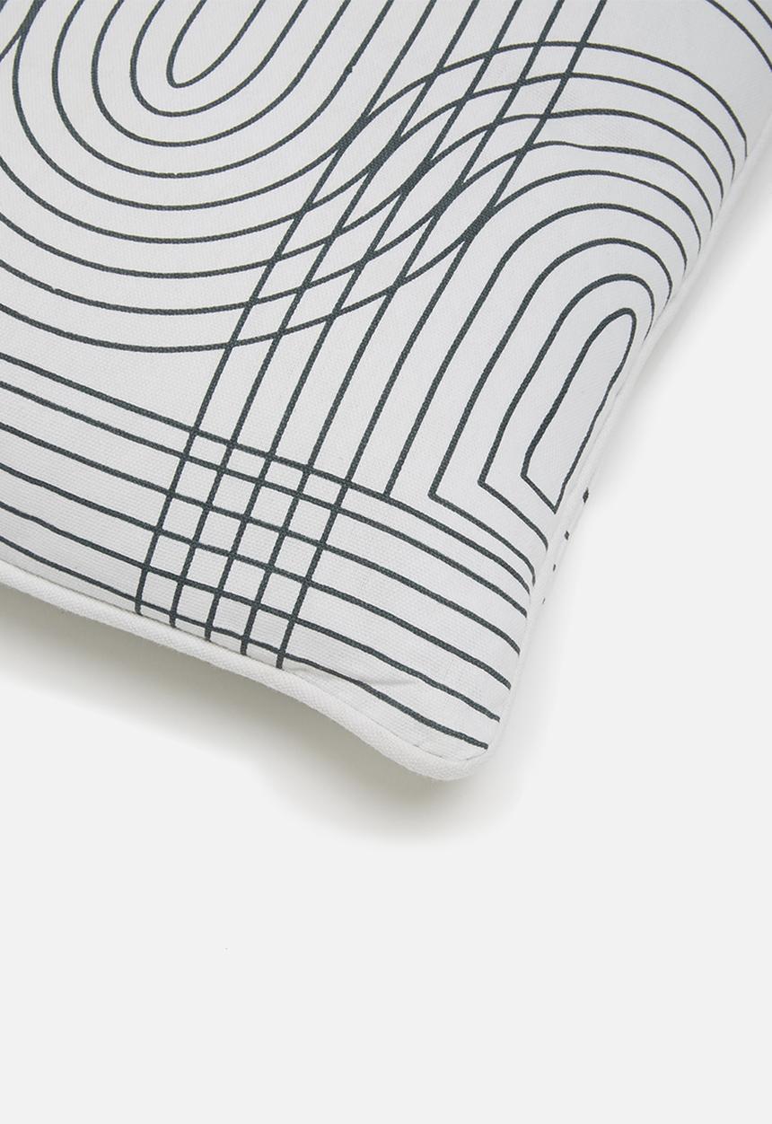 Present Time - Retro grid cushion - white