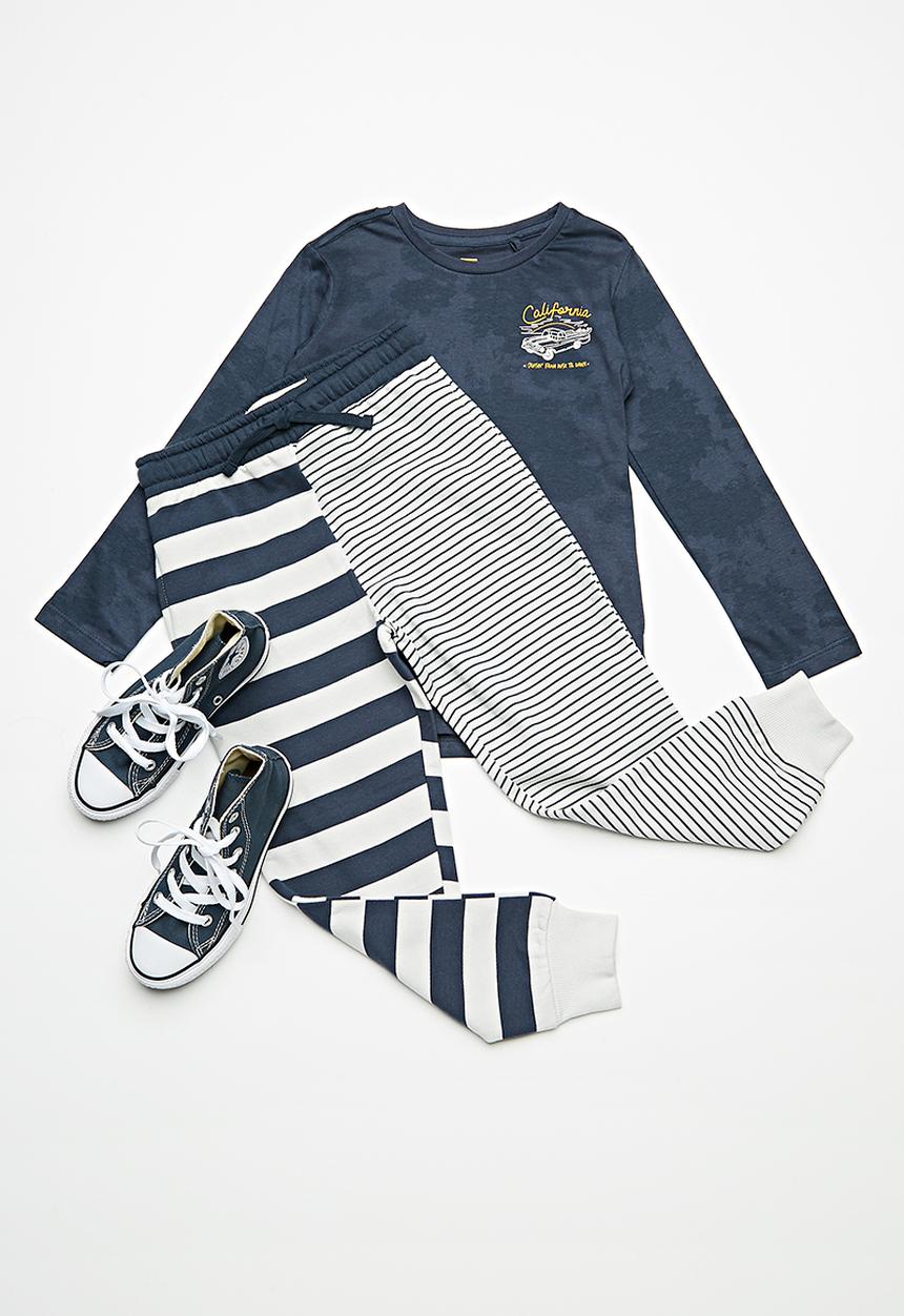 Cotton On - Kids Lewis track pants - navy & white