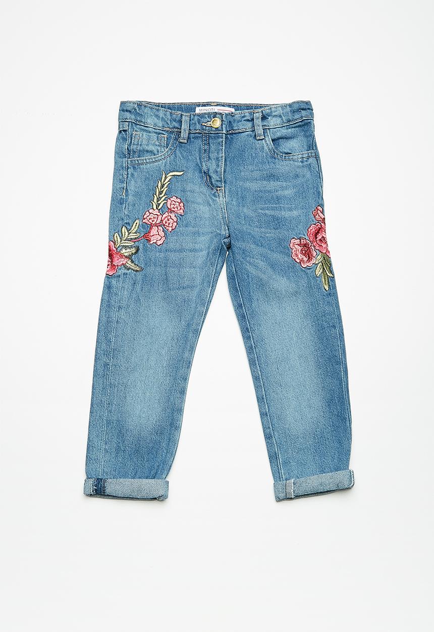 MINOTI - Kids girls cropped roll up denim jeans - blue 