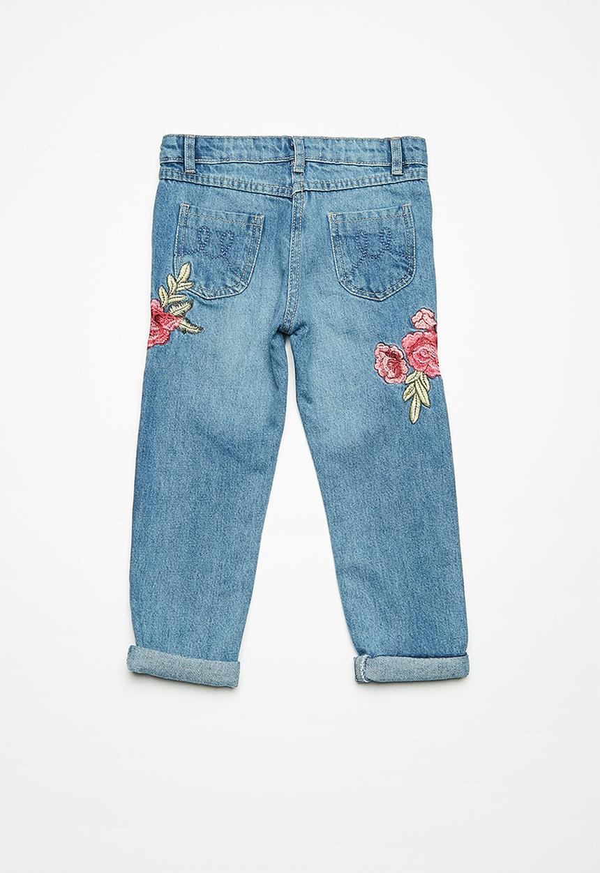 MINOTI - Kids girls cropped roll up denim jeans - blue 