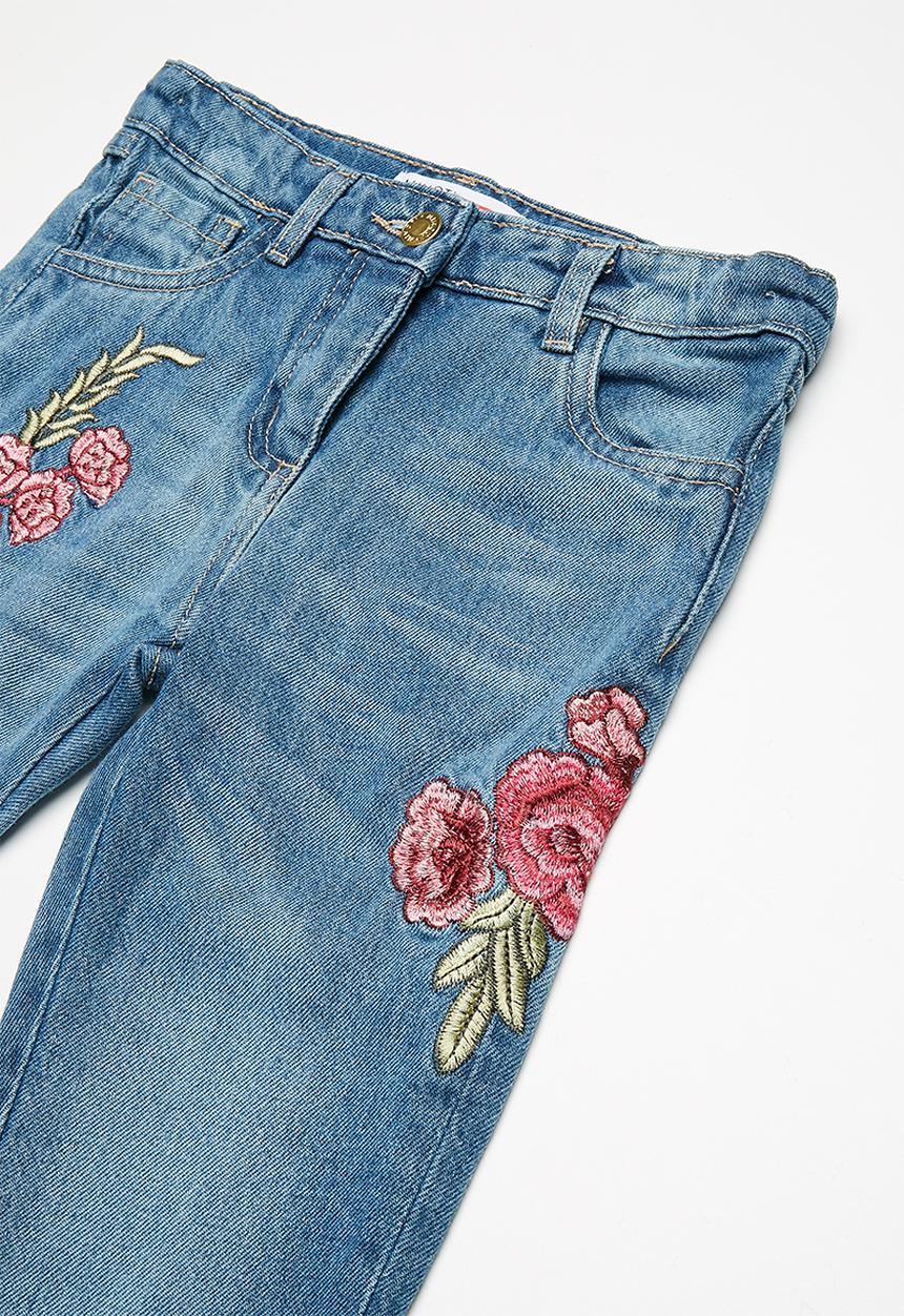 MINOTI - Kids girls cropped roll up denim jeans - blue 