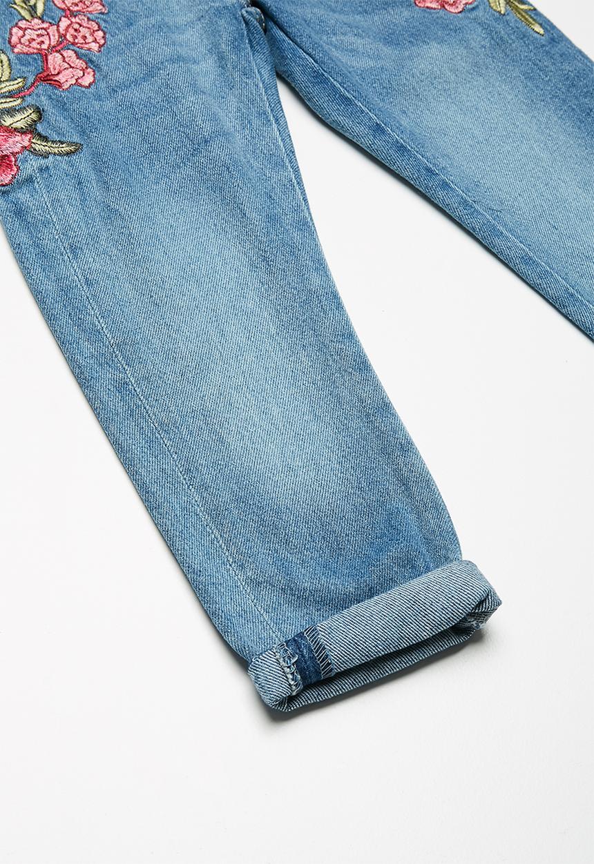 MINOTI - Kids girls cropped roll up denim jeans - blue 