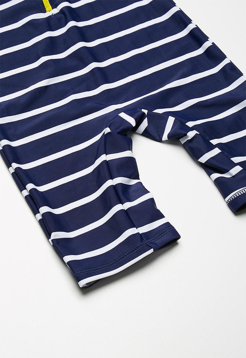MINOTI - Kids boys blue stripe rash all in one - blue 