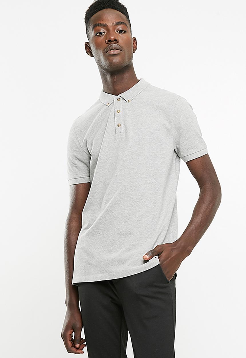 Superbalist - Pique short sleeve slim fit polo - grey 
