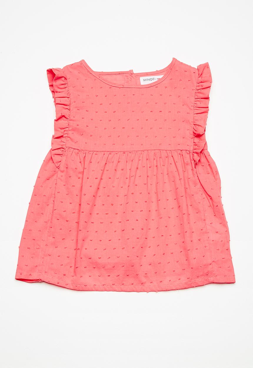 MINOTI - Kids girls woven smock top - pink 