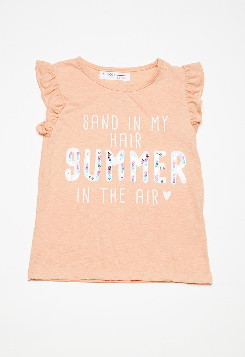 MINOTI - Kids girls summer sequin top - peach 