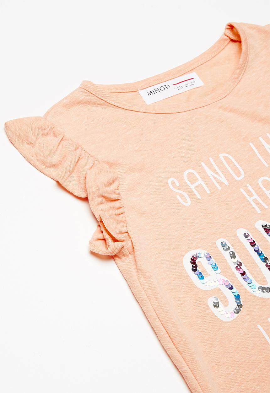 MINOTI - Kids girls summer sequin top - peach 