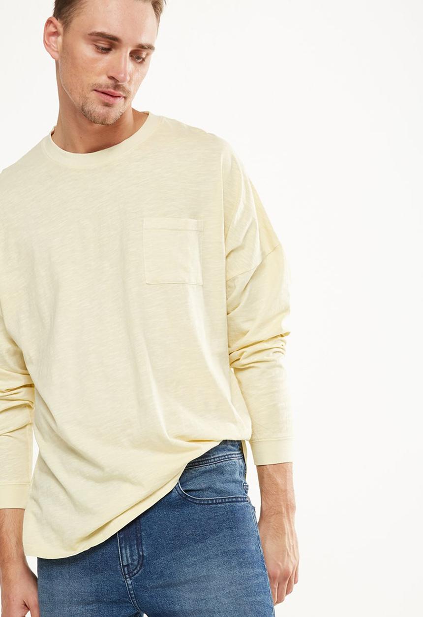 Cotton On - Drop shoulder long sleeve tee - yellow 