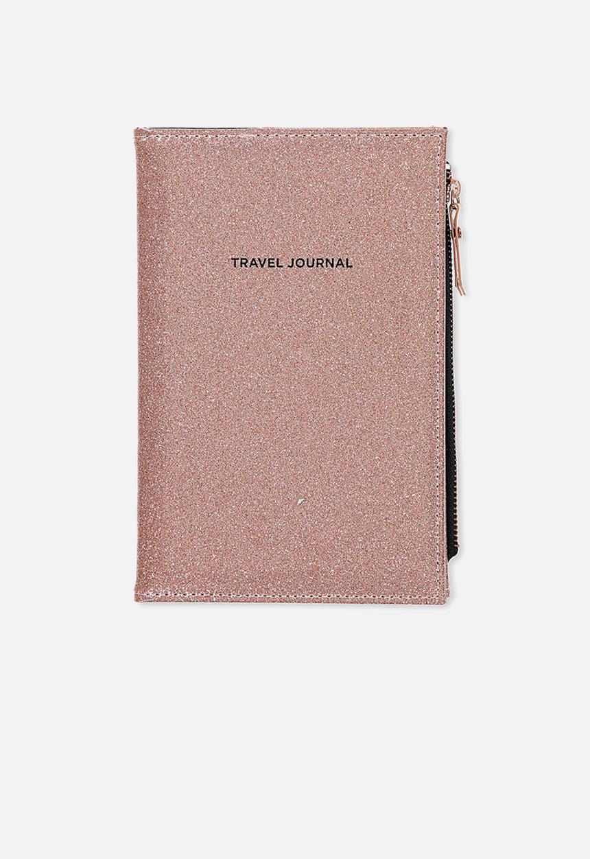 Typo - Travel zip journal - rose gold glitter