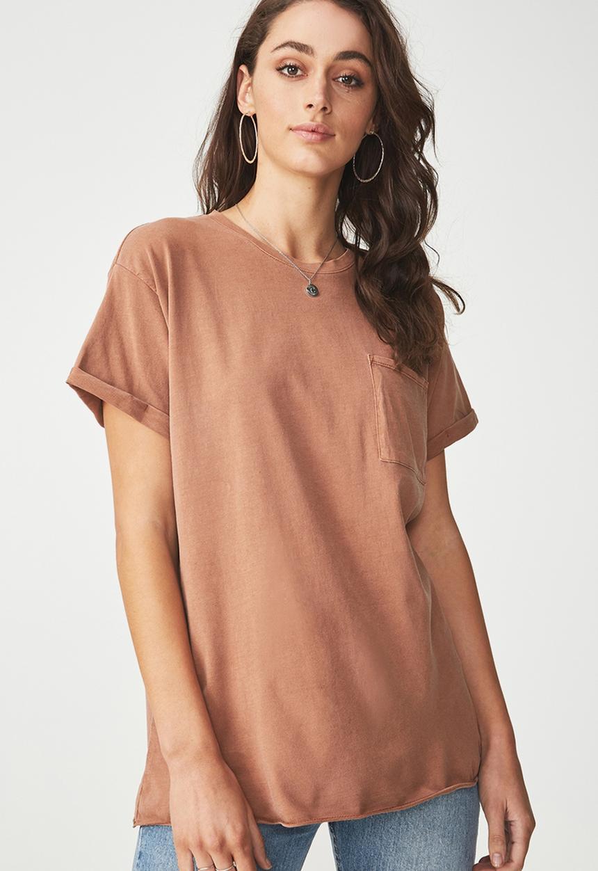 Cotton On - Boyfriend pocket tee - tan 