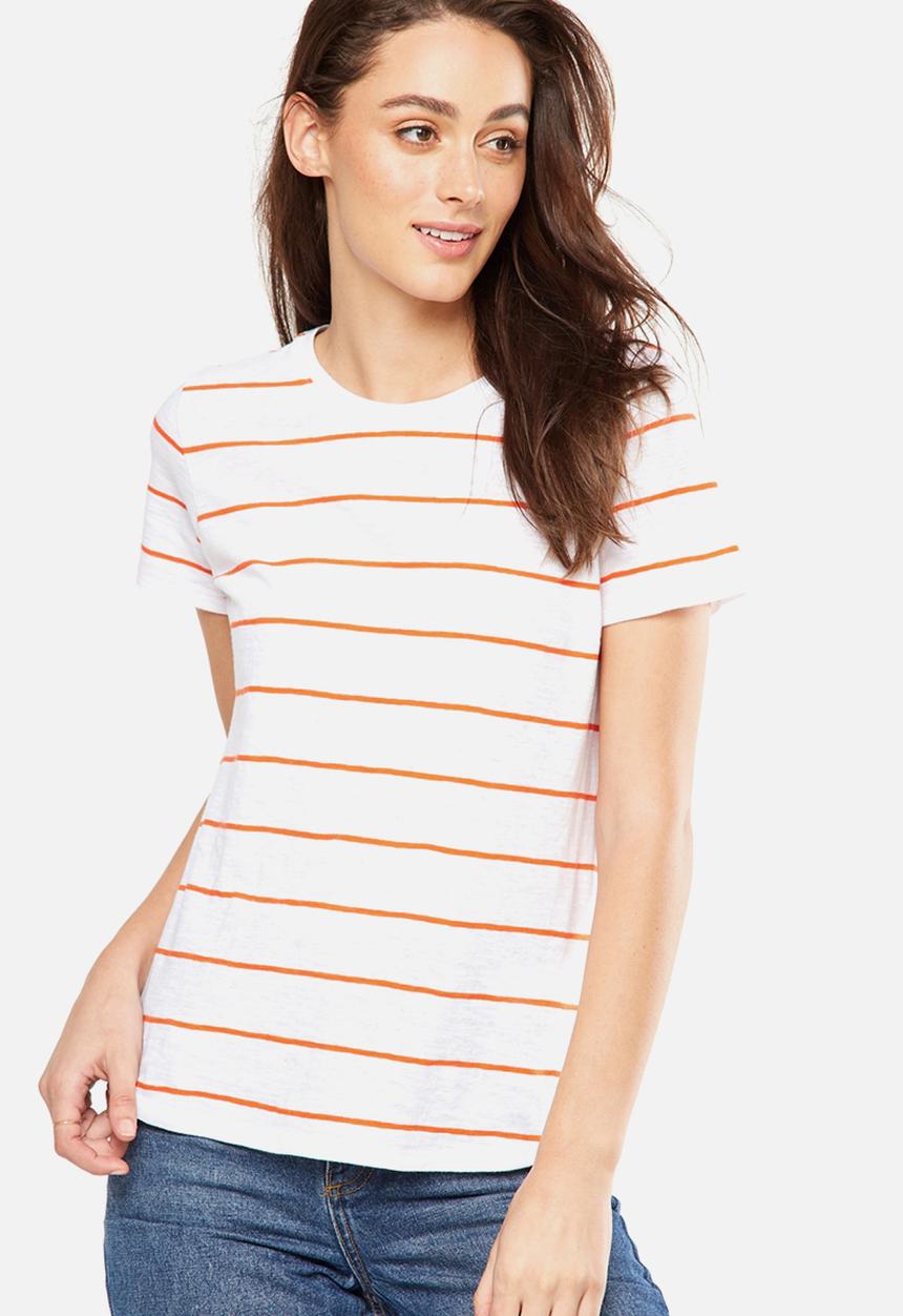 Cotton On - Crew T-shirt - white & coral