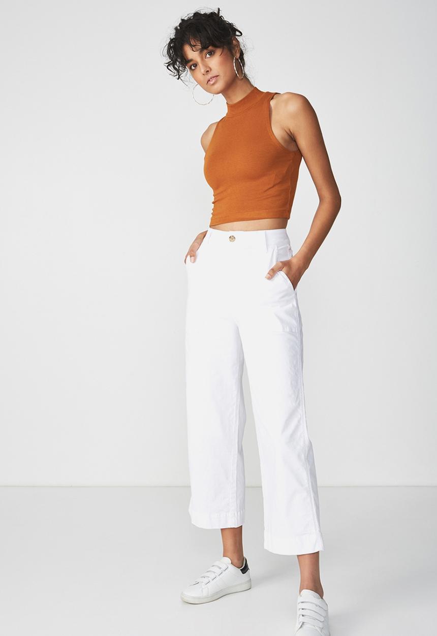 Cotton On - Sleeveless mock neck tank - tan 