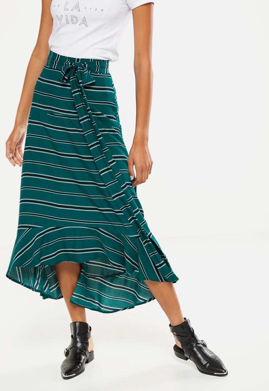 Cotton On - Woven Carlette maxi skirt - green & black