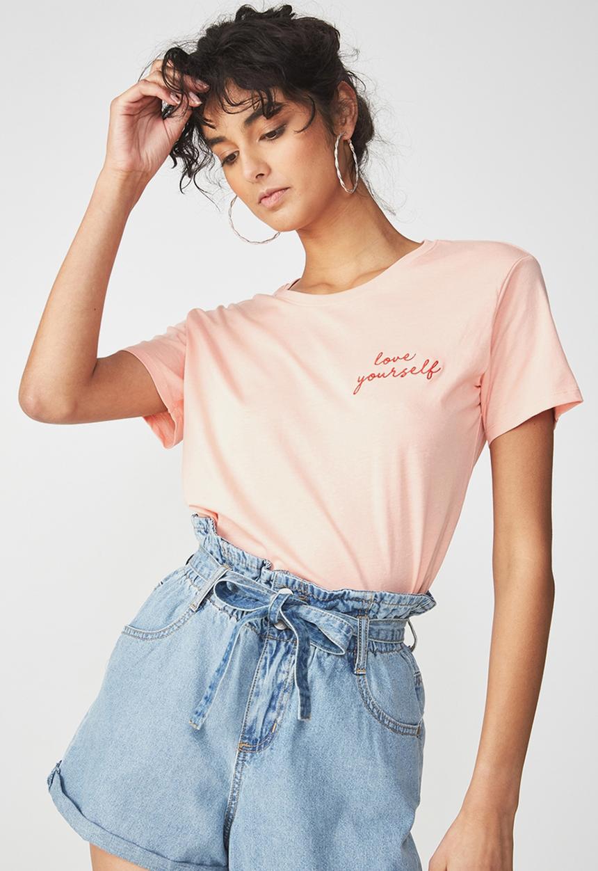 Cotton On - Tbar foxx T-shirt - peach 