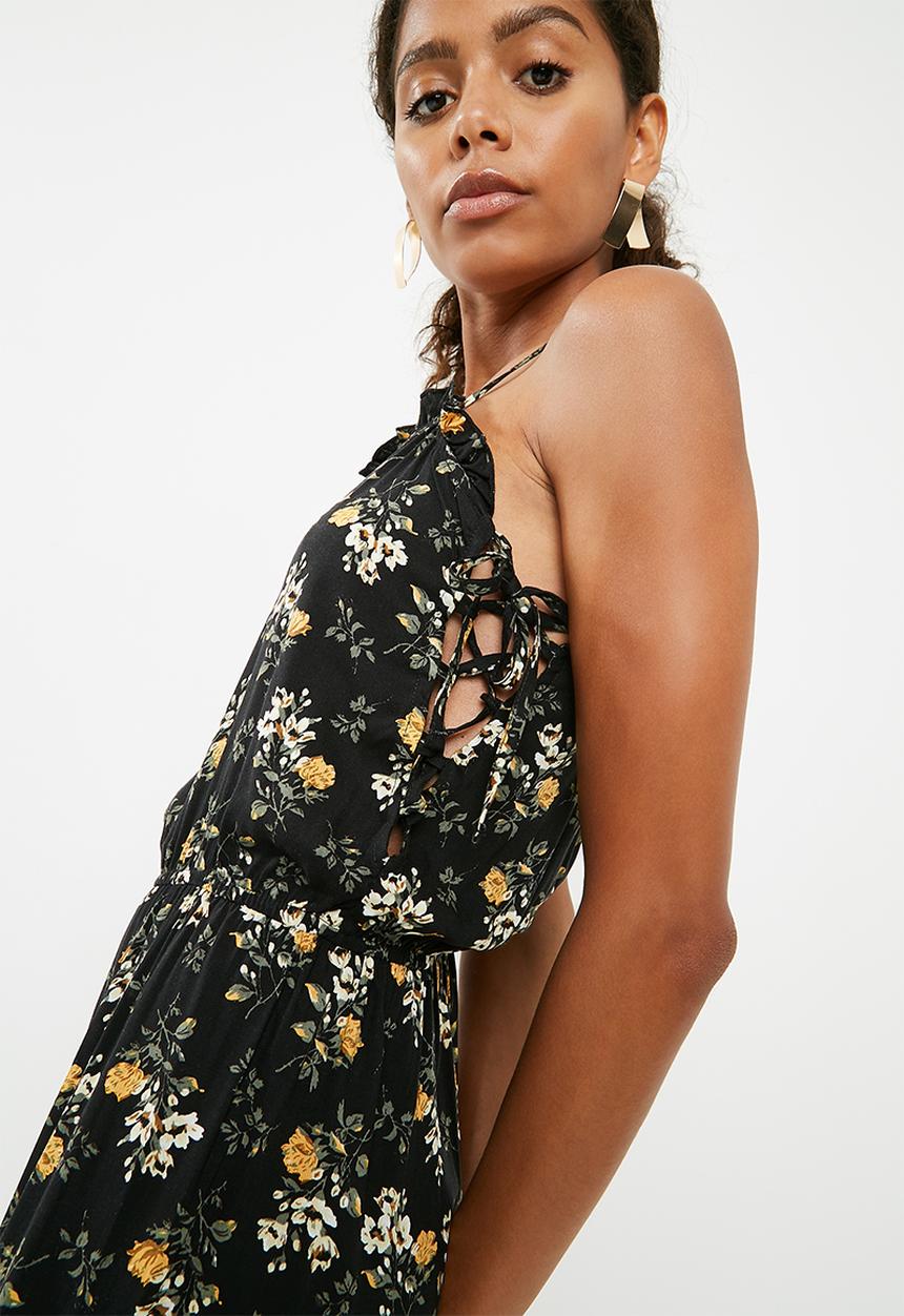 New Look - Carrie lattice side jumpsuit - black 