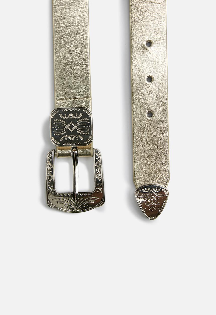Missguided - Western double buckle belt - gold 
