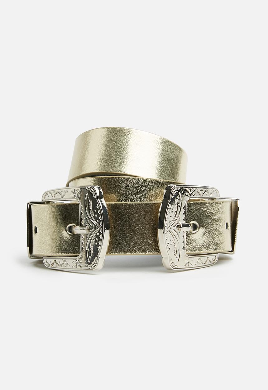 Missguided - Western double buckle belt - gold 