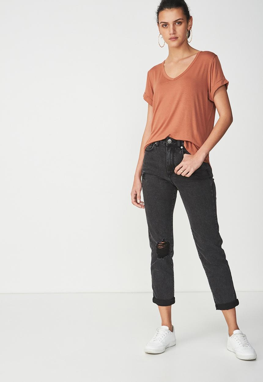 Cotton On - Karly short sleeve V-neck top - tan