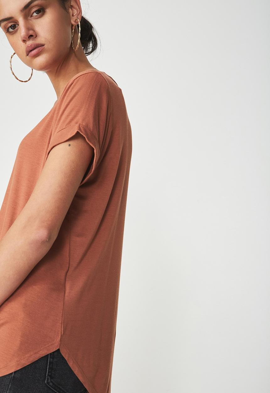 Cotton On - Karly short sleeve V-neck top - tan