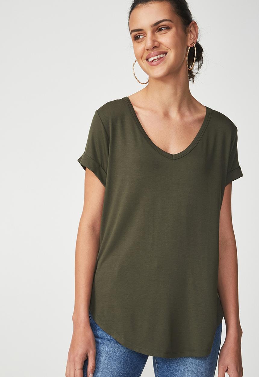 Cotton On - Karly short sleeve V-neck T-shirt - green