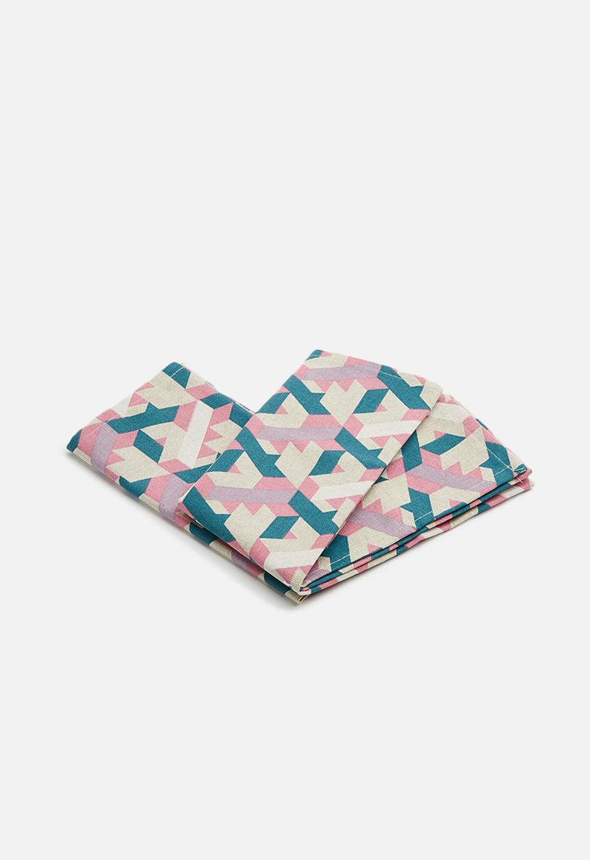 Grey Gardens - Geometric napkin set of 2 - multi