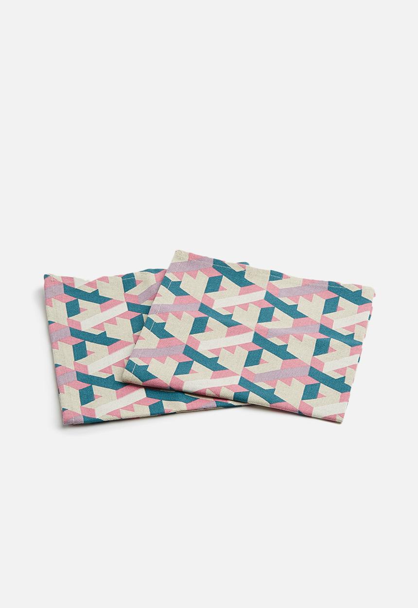 Grey Gardens - Geometric napkin set of 2 - multi