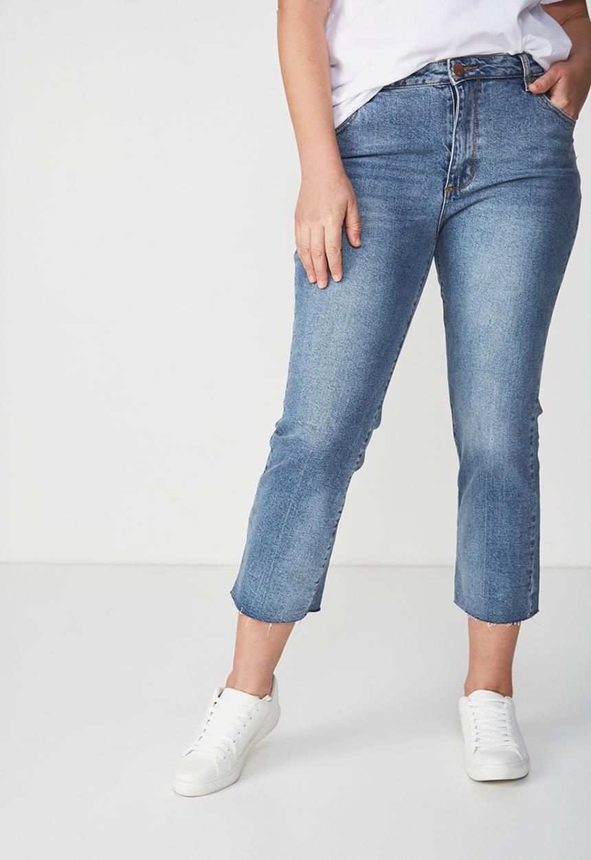 Cotton On - Mid rise straight crop stretch jean - blue