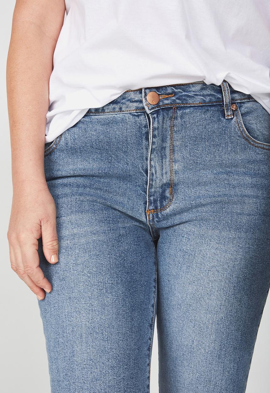 Cotton On - Mid rise straight crop stretch jean - blue