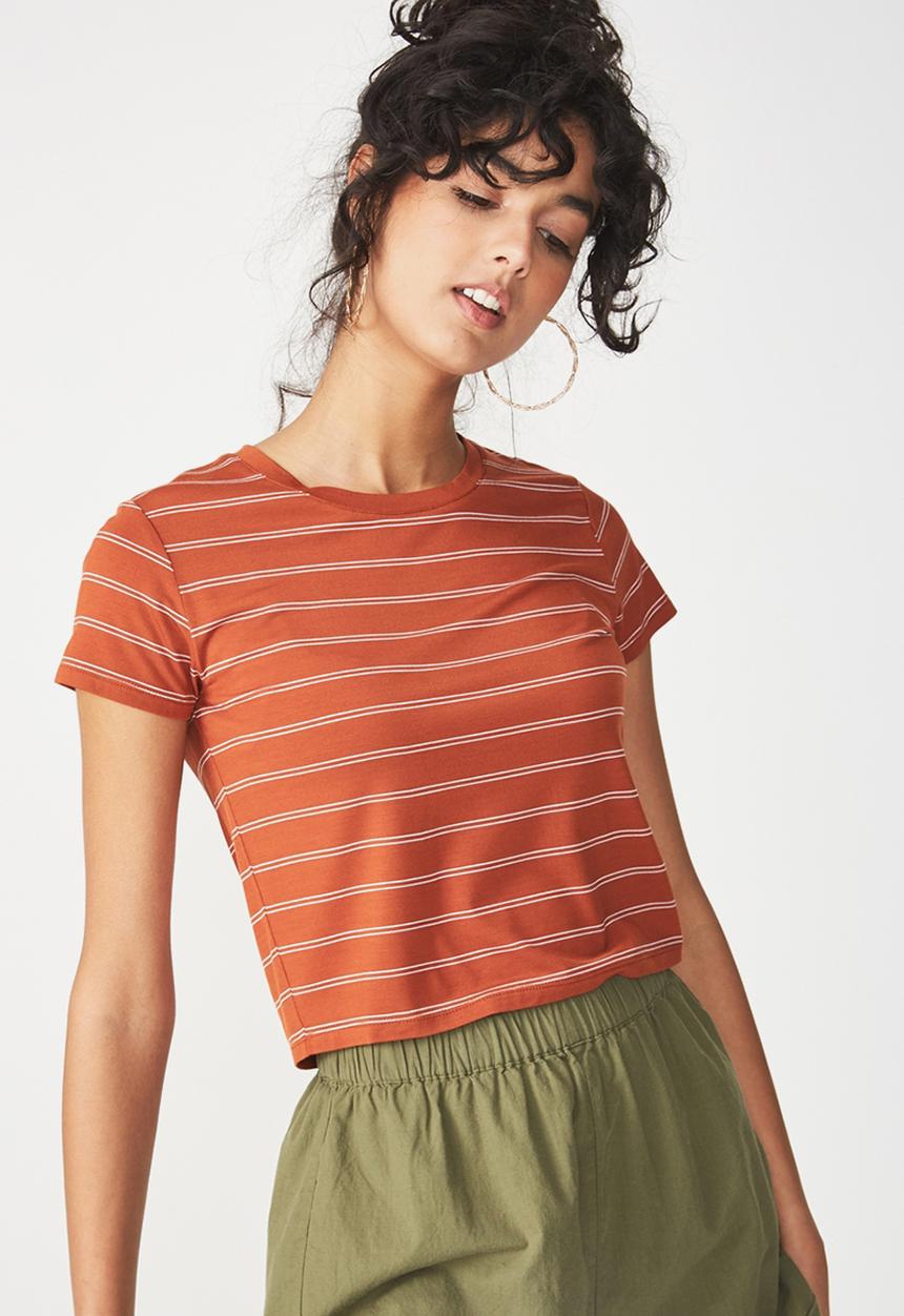Cotton On - The baby tee - tan & white