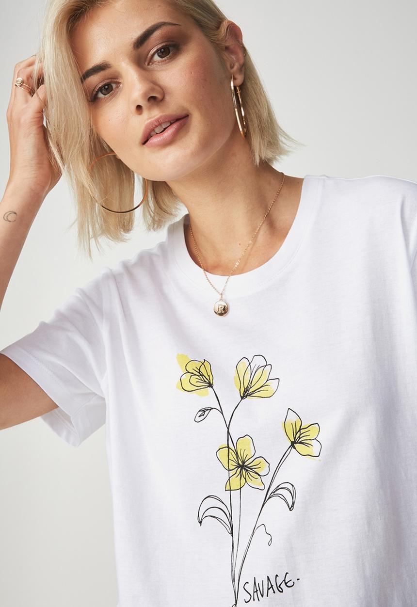 Cotton On - Tbar fox graphic T-shirt - white