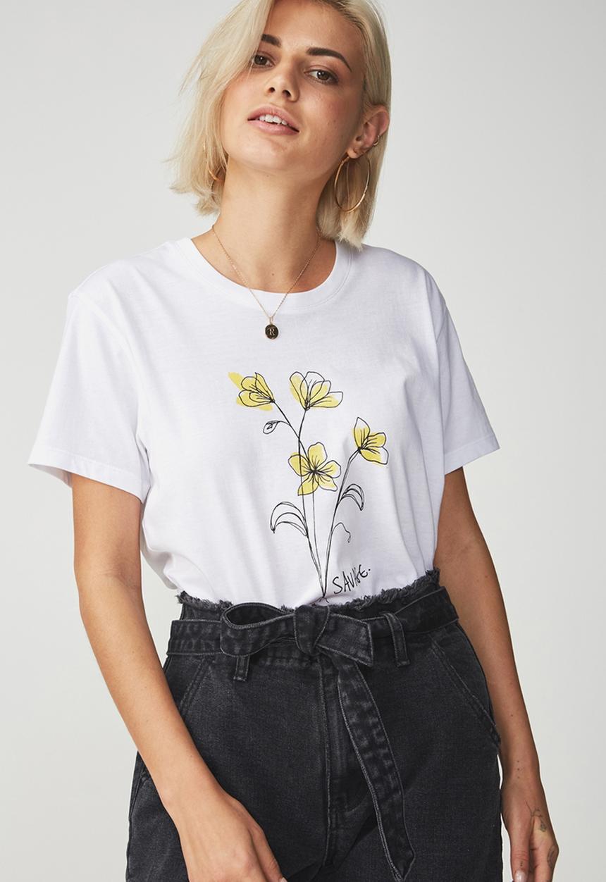 Cotton On - Tbar fox graphic T-shirt - white