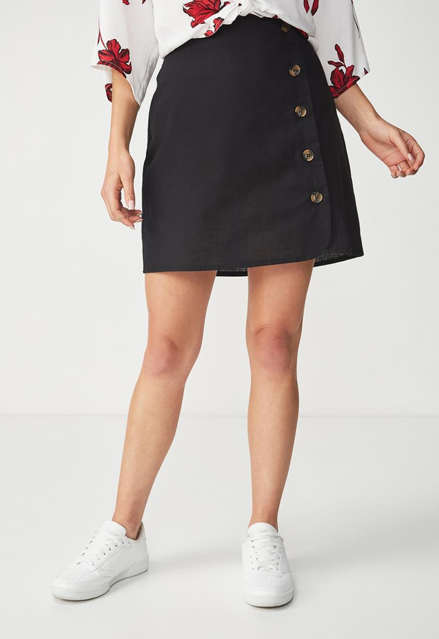 Cotton On - Woven mini military skirt - black