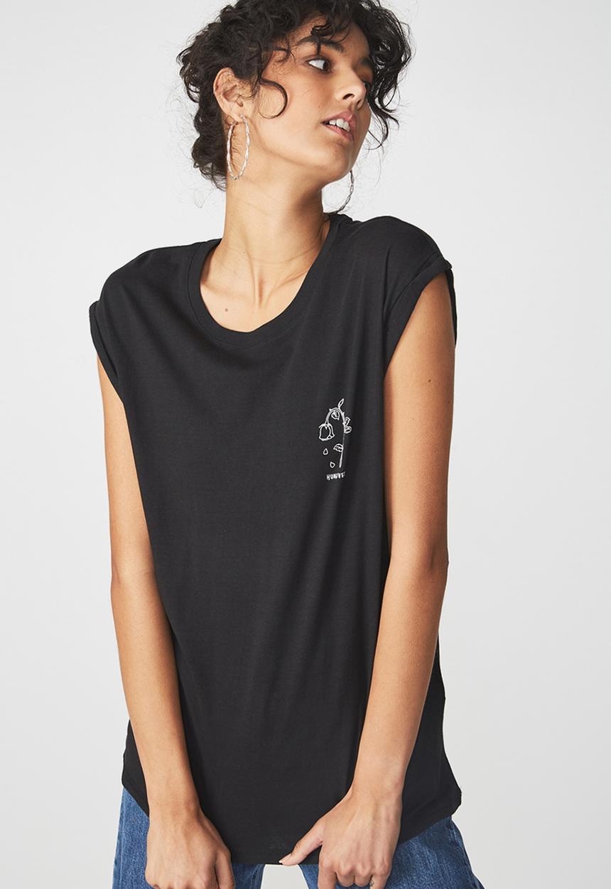 Cotton On - Drop shoulder T-shirt - black