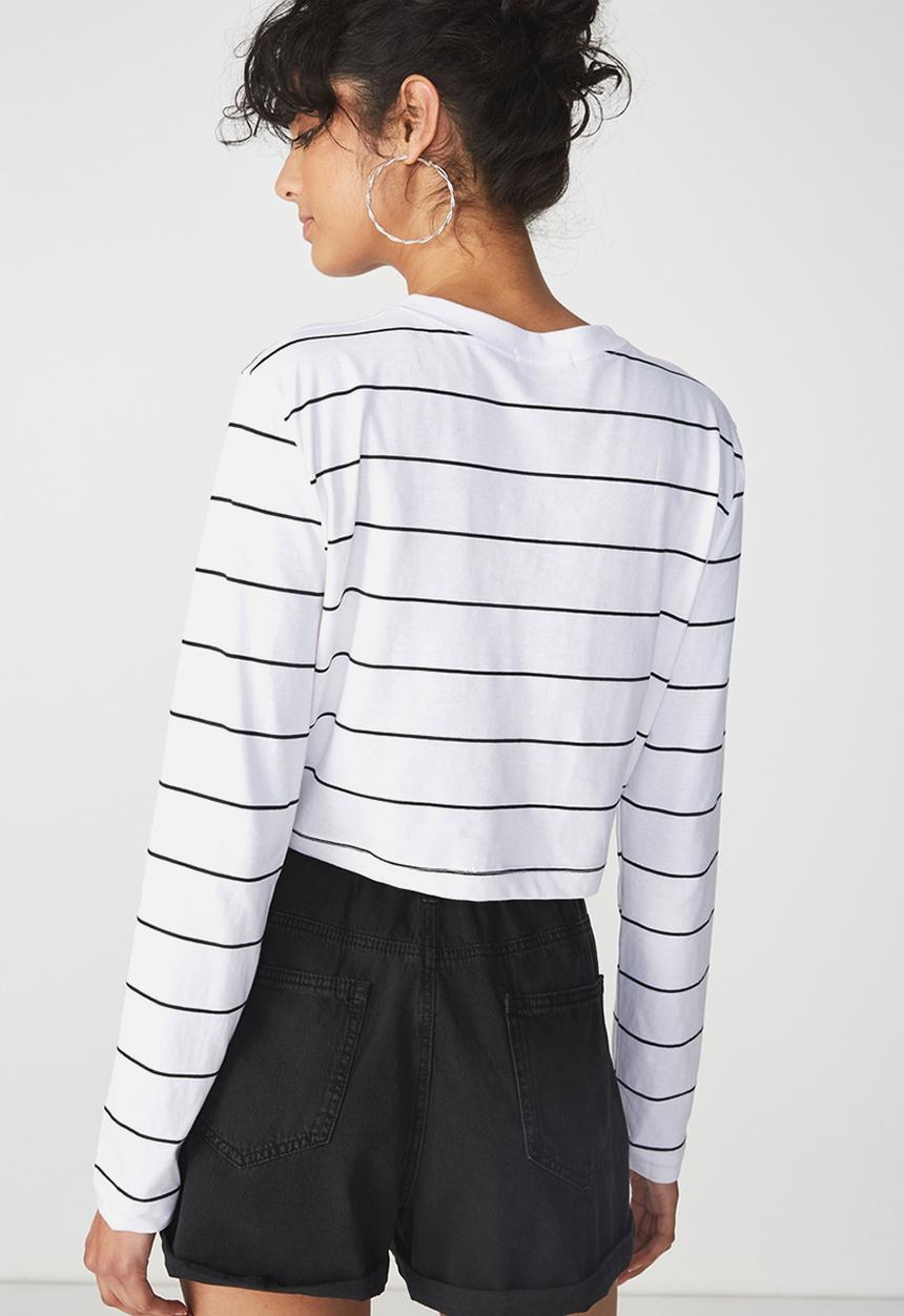 Cotton On - The urban long sleeve top - white & black