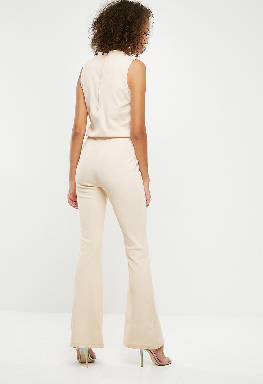 Missguided - Rib flare leg sleevless jumpsuit - cream 