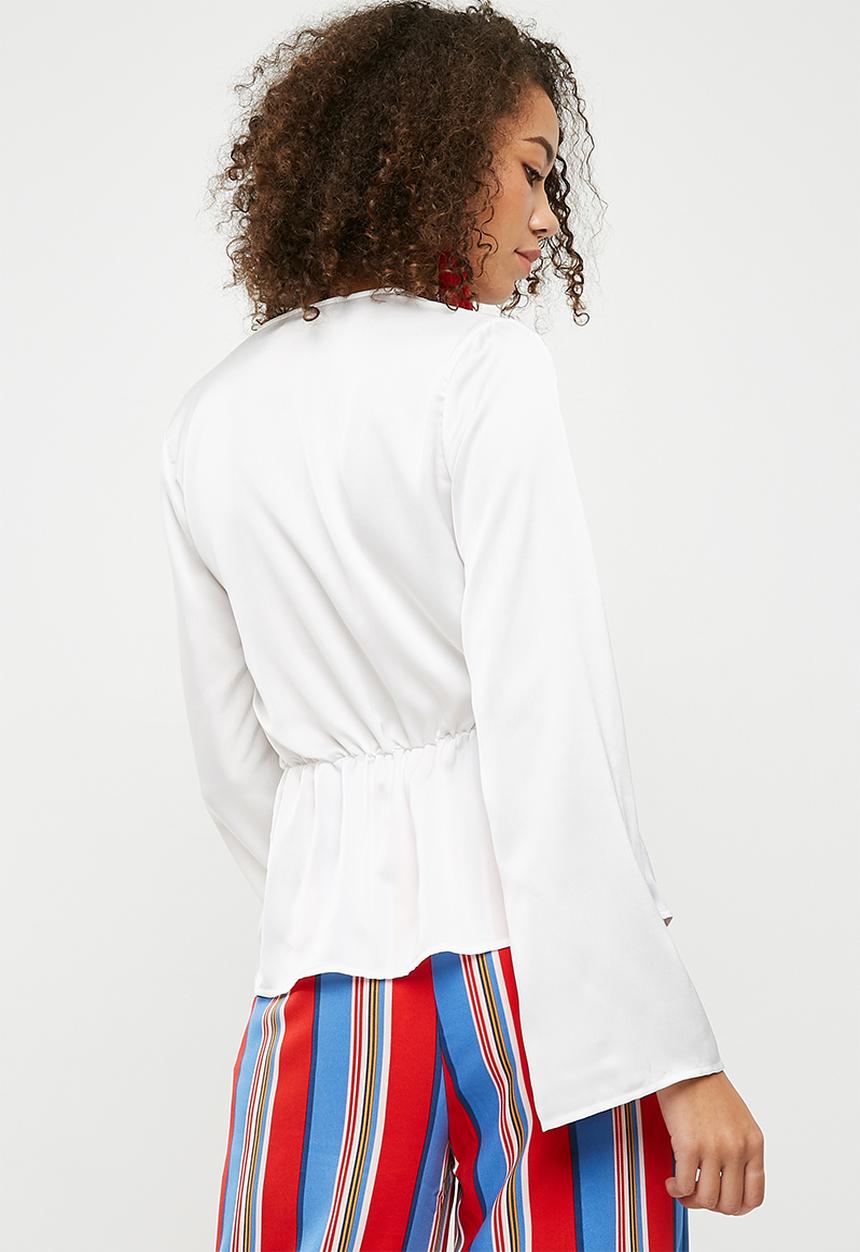 Missguided - Satin drape blouse - white 