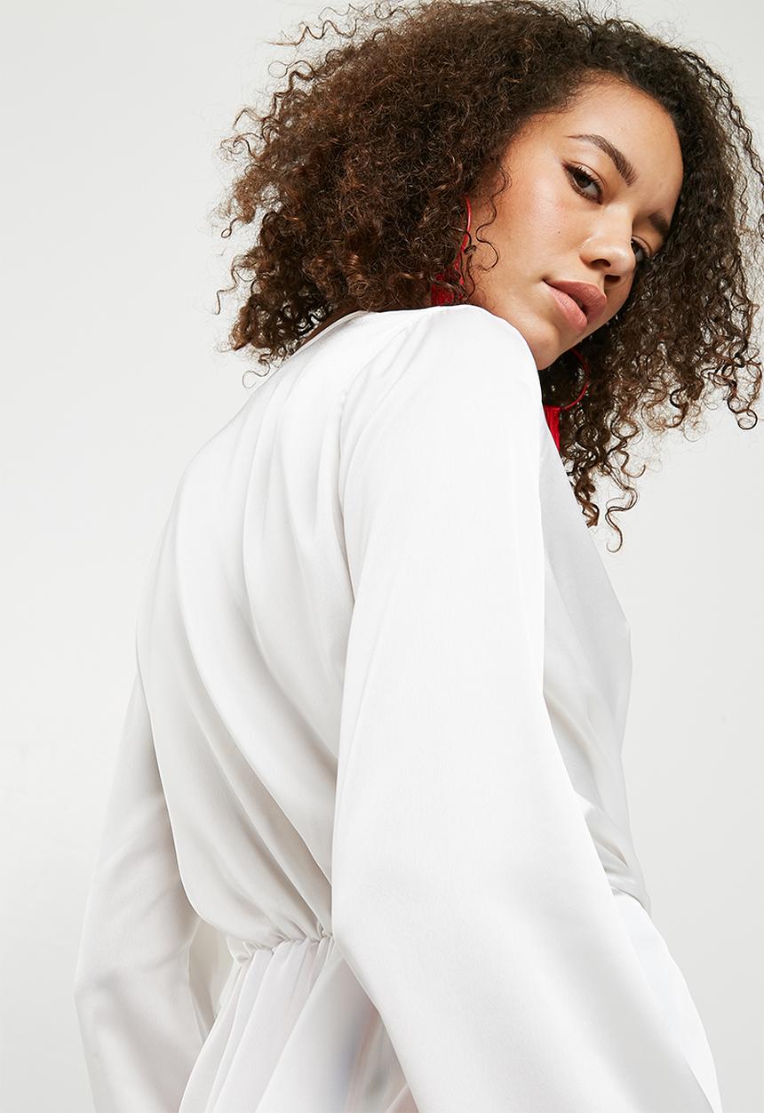 Missguided - Satin drape blouse - white 