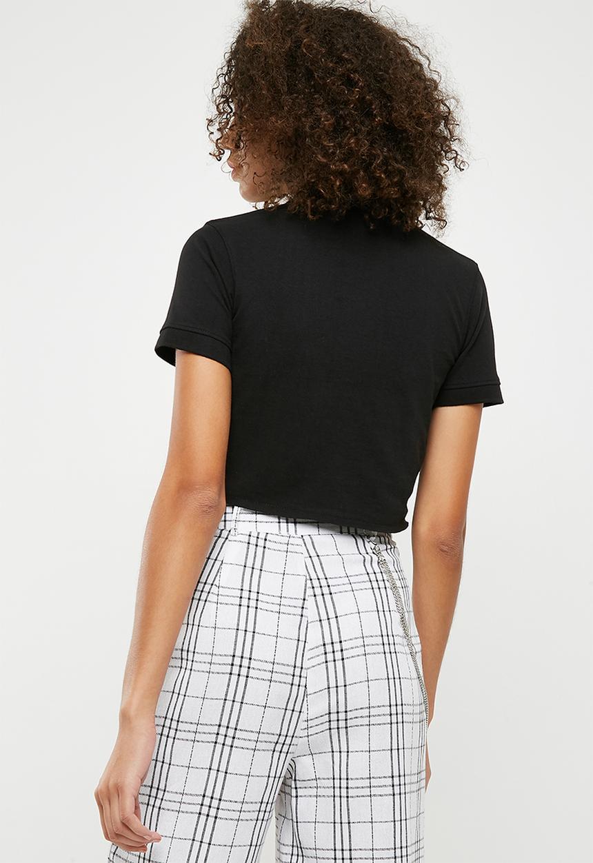 Missguided - Polo crop top - black