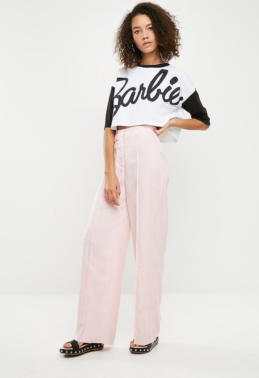 Missguided - Barbie mono contrast crop T-shirt - white & black 